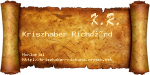 Kriszhaber Richárd névjegykártya